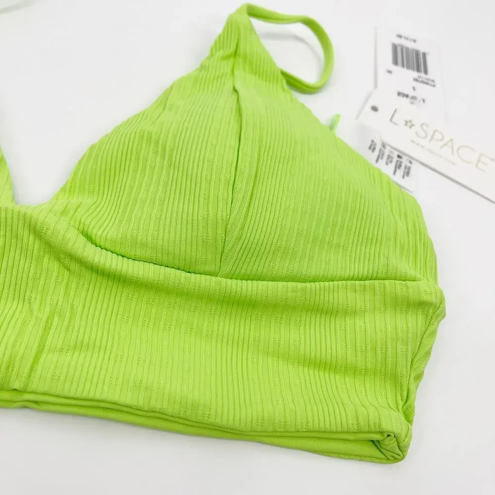 L*Space Winnie Bikini Top Ribbed Green Size Large NEW with tags!